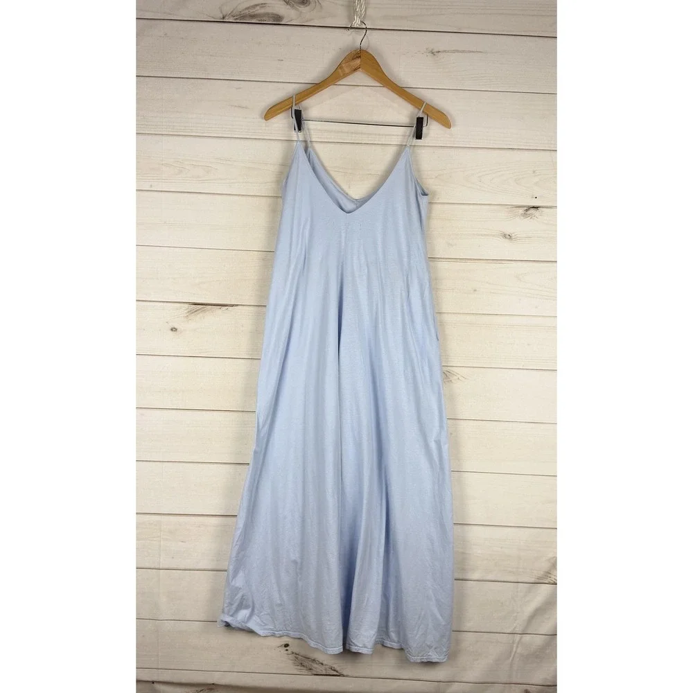 Groceries Apparel Dress Womens Medium Blue Trapeze Swing Midi Organic Cotton - Picture 2 of 8